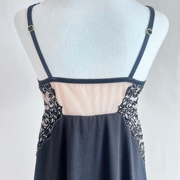 SOMA WOMENS EMBLISS KNIT FLOCKED CHEMISE SLEEP WEAR BLACK AND IVORY SIZE S - Picture 6 of 11